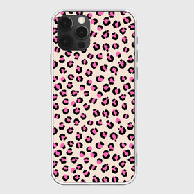 Чехол для iPhone 12 Pro с принтом Леопардовый принт розовый в Рязани, силикон | область печати: задняя сторона чехла, без боковых панелей | Тематика изображения на принте: бежевый | леопард | леопардовый принт | молочный цвет | пятнистый | розовый