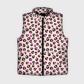 Женский жилет утепленный 3D с принтом Леопардовый принт розовый в Рязани,  |  | Тематика изображения на принте: бежевый | леопард | леопардовый принт | молочный цвет | пятнистый | розовый