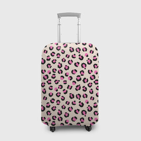 Чехол для чемодана 3D с принтом Леопардовый принт розовый в Рязани, 86% полиэфир, 14% спандекс | двустороннее нанесение принта, прорези для ручек и колес | бежевый | леопард | леопардовый принт | молочный цвет | пятнистый | розовый
