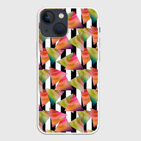 Чехол для iPhone 13 mini с принтом Абстрактный полосатый узор в Рязани,  |  | абстрактный | геометрические фигуры | молодежный | полосатый | радужный | черные полосы