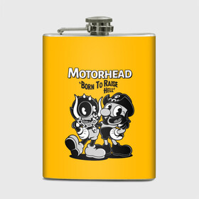 Фляга с принтом Motorhead x Cuphead в Рязани, металлический корпус | емкость 0,22 л, размер 125 х 94 мм. Виниловая наклейка запечатывается полностью | Тематика изображения на принте: alternative | cuphead | metall | motorhead | music | rock | альтернатива | капхэд | лемми | металл | моторхед | моторхэд | музыка | рок