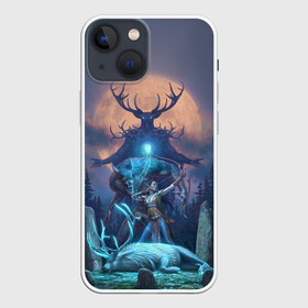 Чехол для iPhone 13 mini с принтом The Elder Scrolls в Рязани,  |  | art | deer | elf | forest | game | magic | moon | night | the elder scrolls | the elder scrolls online | werewolves | wolves | арт | волки | игра | лес | луна | магия | ночь | оборотни | олень | эльф