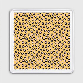 Магнит 55*55 с принтом Желтый леопардовый принт в Рязани, Пластик | Размер: 65*65 мм; Размер печати: 55*55 мм | желтый | леопардовый принт | паттерн | пятна | пятнистый | розовый | текстура