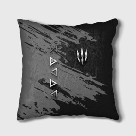 Подушка 3D с принтом THE WITCHER SILVER LOGO в Рязани, наволочка – 100% полиэстер, наполнитель – холлофайбер (легкий наполнитель, не вызывает аллергию). | состоит из подушки и наволочки. Наволочка на молнии, легко снимается для стирки | the witcher | ведьмак | витчер | зе витчер | зе вичер | игра | компьютерная игра | лого | логотип | серебро