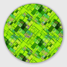 Коврик для мышки круглый с принтом Ярко-зеленый абстрактный узор в Рязани, резина и полиэстер | круглая форма, изображение наносится на всю лицевую часть | абстрактный | геометрический | детский | зеленый неоновый | креативный | модный | молодежный | неоновый | яркий зеленый