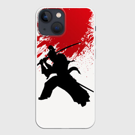 Чехол для iPhone 13 mini с принтом УДАР НИНДЗЯ в Рязани,  |  | blood | japan | ninja | samurai | брызги | катана | кимоно | костюм | кровь | меч | ниндзя | рана | самурай | япония