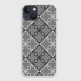 Чехол для iPhone 13 с принтом Черно белый орнамент в Рязани,  |  | абстрактный | ажурный | арабский | восточный | кружева | кружевной | современный | черно белый | черный