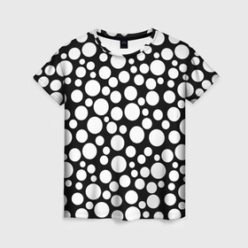Женская футболка 3D с принтом Черно-белый горох в Рязани, 100% полиэфир ( синтетическое хлопкоподобное полотно) | прямой крой, круглый вырез горловины, длина до линии бедер | в горошек | горох | детский | женский | модный | ретро | черно белый