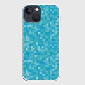 Чехол для iPhone 13 mini с принтом Бирюзовая пиксель абстракция в Рязани,  |  | pixel art | абстракция | бирюзовый | изумрудный | пиксели | пиксель арт | пиксельный