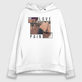 Женское худи Oversize хлопок с принтом Pain Love Killing Stalking в Рязани, френч-терри — 70% хлопок, 30% полиэстер. Мягкий теплый начес внутри —100% хлопок | боковые карманы, эластичные манжеты и нижняя кромка, капюшон на магнитной кнопке | anime | killing stalking | manhwa | oh sangwoo | аниме | манга | манхва