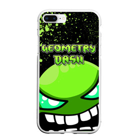 Чехол для iPhone 7Plus/8 Plus матовый с принтом Geometry Dash (Green) в Рязани, Силикон | Область печати: задняя сторона чехла, без боковых панелей | dash | geometry | geometry dash | геометри десш | квадрат | мобильная игра | шеометри даш