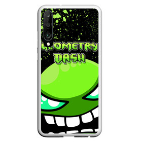 Чехол для Honor P30 с принтом Geometry Dash (Green) в Рязани, Силикон | Область печати: задняя сторона чехла, без боковых панелей | Тематика изображения на принте: dash | geometry | geometry dash | геометри десш | квадрат | мобильная игра | шеометри даш