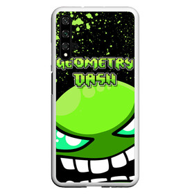 Чехол для Honor 20 с принтом Geometry Dash (Green) в Рязани, Силикон | Область печати: задняя сторона чехла, без боковых панелей | dash | geometry | geometry dash | геометри десш | квадрат | мобильная игра | шеометри даш