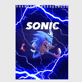 Скетчбук с принтом SONIC | СОНИК (Z) в Рязани, 100% бумага
 | 48 листов, плотность листов — 100 г/м2, плотность картонной обложки — 250 г/м2. Листы скреплены сверху удобной пружинной спиралью | blaze the cat | hedgehog | sega | silver | sonic | speed sonic | быстрый ёж | ёж соник | метал соник | сега | сильвер | синий ёж | соник