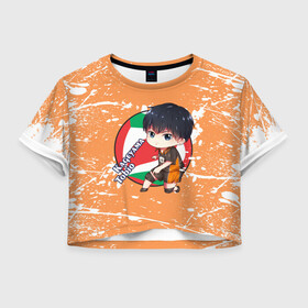 Женская футболка Crop-top 3D с принтом Kageyama tobio | Haikyu (Z) в Рязани, 100% полиэстер | круглая горловина, длина футболки до линии талии, рукава с отворотами | haikuu | haikyu | haikyuu | kageyama | kageyama tobio | tobio | волейбол | спортивная манга | хайку | хайкю