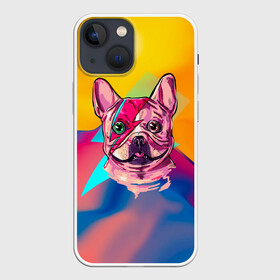 Чехол для iPhone 13 mini с принтом Собака с молнией в Рязани,  |  | dog | бульдог | гроза | молния | мопс | пес | собака | собаки | собачка | текстура