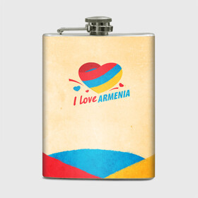 Фляга с принтом Heart I love Armenia в Рязани, металлический корпус | емкость 0,22 л, размер 125 х 94 мм. Виниловая наклейка запечатывается полностью | Тематика изображения на принте: armenia | logo | армения | армян | армяни | герб | лев и орел | лого | символ | флаг | флаг и герб армении