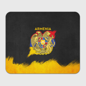 Коврик для мышки прямоугольный с принтом Yellow and Black Armenia в Рязани, натуральный каучук | размер 230 х 185 мм; запечатка лицевой стороны | Тематика изображения на принте: armenia | logo | армения | армян | армяни | герб | лев и орел | лого | символ | флаг | флаг и герб армении