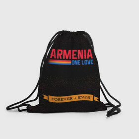 Рюкзак-мешок 3D с принтом Armenia forever + ever в Рязани, 100% полиэстер | плотность ткани — 200 г/м2, размер — 35 х 45 см; лямки — толстые шнурки, застежка на шнуровке, без карманов и подкладки | armenia | logo | армения | армян | армяни | герб | лев и орел | лого | символ | флаг | флаг и герб армении