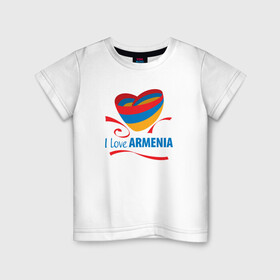 Детская футболка хлопок с принтом Я люблю Армению в Рязани, 100% хлопок | круглый вырез горловины, полуприлегающий силуэт, длина до линии бедер | armenia | logo | армения | армян | армяни | герб | лев и орел | лого | символ | флаг | флаг и герб армении