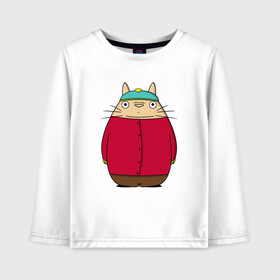 Детский лонгслив хлопок с принтом Totoro Cartman в Рязани, 100% хлопок | круглый вырез горловины, полуприлегающий силуэт, длина до линии бедер | ghibli | japan | nature | neigbor | neighbour | totoro | анимация | аниме | гибли | друг | животные | лес | милый | мир | миядзаки | мой сосед тоторо | мульт | мультфильм | природа | сосед | тоторо | хаяо | хранитель | япония