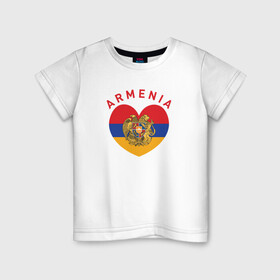Детская футболка хлопок с принтом The Heart of Armenia в Рязани, 100% хлопок | круглый вырез горловины, полуприлегающий силуэт, длина до линии бедер | armenia | logo | армения | армян | армяни | герб | лев и орел | лого | символ | флаг | флаг и герб армении