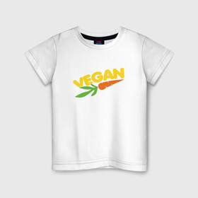 Детская футболка хлопок с принтом Vegan Life в Рязани, 100% хлопок | круглый вырез горловины, полуприлегающий силуэт, длина до линии бедер | green | greenpaece | vegan | yoga | веган | вегетарианец | гринпис | дерево | еда | животные | жизнь | здоровье | зеленый | йога | мир | овощи | пища | планета | природа | фрукты