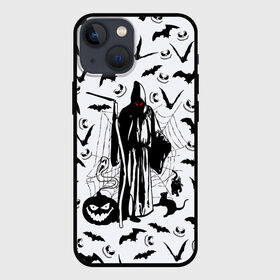 Чехол для iPhone 13 mini с принтом Хэллоуин, Grim Reaper в Рязани,  |  | bat | death | ghost | halloween | horror | spiderweb | вампиры | летучая мышь | летучие мыши | нечистая сила | нечисть | пауки | паутина | привидение | призрак | страшный | тыква | тьма | хеллоуин | хоррор | хэллоуин