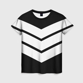 Женская футболка 3D с принтом Три полоски в Рязани, 100% полиэфир ( синтетическое хлопкоподобное полотно) | прямой крой, круглый вырез горловины, длина до линии бедер | геометрия | линии | минимализм | полосы | три полоски | черно белое