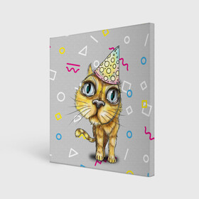 Холст квадратный с принтом Котик в Рязани, 100% ПВХ |  | геометрия | глаза | день рождения | именинник | кот | котик