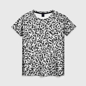 Женская футболка 3D с принтом Буквы UKFC в Рязани, 100% полиэфир ( синтетическое хлопкоподобное полотно) | прямой крой, круглый вырез горловины, длина до линии бедер | kfc | ufc | алфавит | паттерн | узор