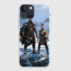 Чехол для iPhone 13 mini с принтом Кратос и Атрей Рагнарек в Рязани,  |  | armor | atreus | axe | bow | games | god of war | ice | kratos | loki | mountains | nextgen | playstation 5 | ps5 | ragnarok | winter | wolves | атрей | бог войны | броня | волки | горы | зима | игры | кратос | лед | локи | лук | некстген | плейстейшен 5 