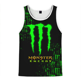 Мужская майка 3D с принтом MONSTER ENERGY NEON | МОНСТЕР в Рязани, 100% полиэстер | круглая горловина, приталенный силуэт, длина до линии бедра. Пройма и горловина окантованы тонкой бейкой | Тематика изображения на принте: monster | monster energy | монстер | монстер енерджи | монстер енэрджи | монстер энерджи | неон | энергетик | энергетический напиток