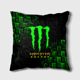 Подушка 3D с принтом MONSTER ENERGY NEON | МОНСТЕР в Рязани, наволочка – 100% полиэстер, наполнитель – холлофайбер (легкий наполнитель, не вызывает аллергию). | состоит из подушки и наволочки. Наволочка на молнии, легко снимается для стирки | monster | monster energy | монстер | монстер енерджи | монстер енэрджи | монстер энерджи | неон | энергетик | энергетический напиток