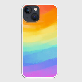 Чехол для iPhone 13 mini с принтом РАДУЖНЫЕ ВОЛНЫ | RAINBOW WAVES (Z) в Рязани,  |  | color | paint | rainbow | rainbow waves | waves | волны | краска | радуга | радужная | радужные волны | цветная | яркая