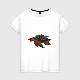 Женская футболка хлопок с принтом Вулканическая черепаха в Рязани, 100% хлопок | прямой крой, круглый вырез горловины, длина до линии бедер, слегка спущенное плечо | арт | вулкан | динозавр | доисторические | дым | лава | рисунок | фантастика | фантастическое животное | черепаха