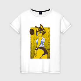 Женская футболка хлопок с принтом ankha waifu в Рязани, 100% хлопок | прямой крой, круглый вырез горловины, длина до линии бедер, слегка спущенное плечо | animal crossing | ankha | ankha waifu | furry | game | waifu | анка | фурри