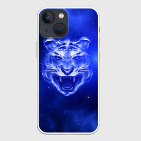 Чехол для iPhone 13 mini с принтом Космический тигр в Рязани,  |  | cat | neon | new year | tiger | восточный гороскоп | год тигра | голова | день рождения | дикие животные | зверь | злой кот | злой тигр | кот | кошак | кошка | неоновый | новый год | огненный | оскал | подарок