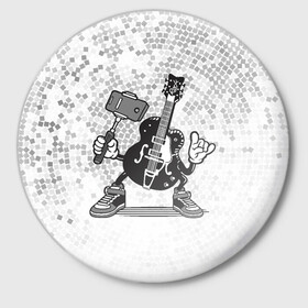 Значок с принтом Гитара сэлфи в Рязани,  металл | круглая форма, металлическая застежка в виде булавки | peace | selfi | гитара | мир | рок | рокер | сэлфи | фотка | электрогитара