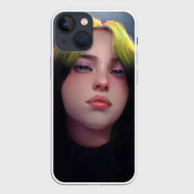 Чехол для iPhone 13 mini с принтом Billie Eilish: Рисунок в Рязани,  |  | billie eilish | celebrity | drawing | face | space | turquoise | билли айлиш | бирюзовый | знаменитость | космос | лицо | рисовка