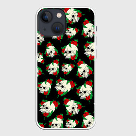 Чехол для iPhone 13 mini с принтом Черепа и розы   Skull and Roses в Рязани,  |  | death | gothic | halloween | horror | roses | skeleton | skillet | skull | готика | готические | жуткий | кости | красные розы | листья | скелет | хеллоуин | хоррор | хэллоуин | цветы | череп | черепа в розах | черепа и розы | черепа с