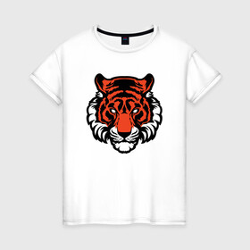 Женская футболка хлопок с принтом Мой Тигр в Рязани, 100% хлопок | прямой крой, круглый вырез горловины, длина до линии бедер, слегка спущенное плечо | 2022 | animal | cat | lion | tiger | год тигра | животные | зубы | кот | кошка | лев | охотник | полосатый | природа | тигр | тигренок | тигрица | хищник
