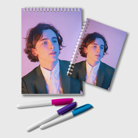 Блокнот с принтом Timothee Chalamet в Рязани, 100% бумага | 48 листов, плотность листов — 60 г/м2, плотность картонной обложки — 250 г/м2. Листы скреплены удобной пружинной спиралью. Цвет линий — светло-серый
 | timothee chalamet | тимоти шаламе | фото