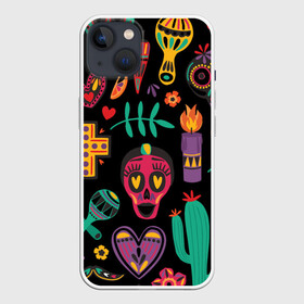 Чехол для iPhone 13 с принтом Весёлый и бодрый Хэллоуин в Рязани,  |  | весёлый | кактус | маракас | мертвецы | праздник | тематика | хэллоуин | череп