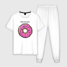 Мужская пижама хлопок с принтом Пончик в Рязани, 100% хлопок | брюки и футболка прямого кроя, без карманов, на брюках мягкая резинка на поясе и по низу штанин
 | big | donut | dream | пончик | сладость