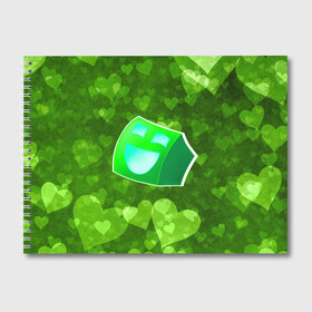 Альбом для рисования с принтом Geometry Dash | Green Love (Z) в Рязани, 100% бумага
 | матовая бумага, плотность 200 мг. | 2d | arcade | game | geometry dash | meltdown | robtop | аркада | геометри даш | геометрическая черточка | геометрический тире | раннер