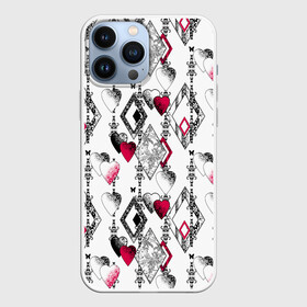 Чехол для iPhone 13 Pro Max с принтом Абстрактный современный узор в Рязани,  |  | абстрактный | ажурный | бабочки | винтажный | красное сердце | лоскуты | любовь | пэчворк | ретро | сердце | современный | черный и белый