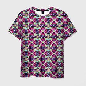 Мужская футболка 3D с принтом Абстрактный современный узор в Рязани, 100% полиэфир | прямой крой, круглый вырез горловины, длина до линии бедер | арабский | красный | оливковый | орнамент | пляжный | популярный | разноцветный | этнический орнамент