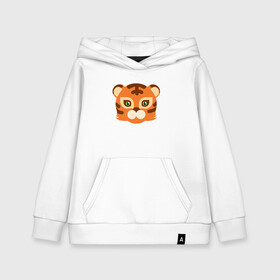 Детская толстовка хлопок с принтом Cute Tiger в Рязани, 100% хлопок | Круглый горловой вырез, эластичные манжеты, пояс, капюшен | 2022 | animal | cat | lion | tiger | год тигра | животные | зверь | зубы | кот | кошка | лев | охотник | полосатый | природа | тигр | тигренок | тигрица | хищник