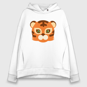 Женское худи Oversize хлопок с принтом Cute Tiger в Рязани, френч-терри — 70% хлопок, 30% полиэстер. Мягкий теплый начес внутри —100% хлопок | боковые карманы, эластичные манжеты и нижняя кромка, капюшон на магнитной кнопке | 2022 | animal | cat | lion | tiger | год тигра | животные | зверь | зубы | кот | кошка | лев | охотник | полосатый | природа | тигр | тигренок | тигрица | хищник